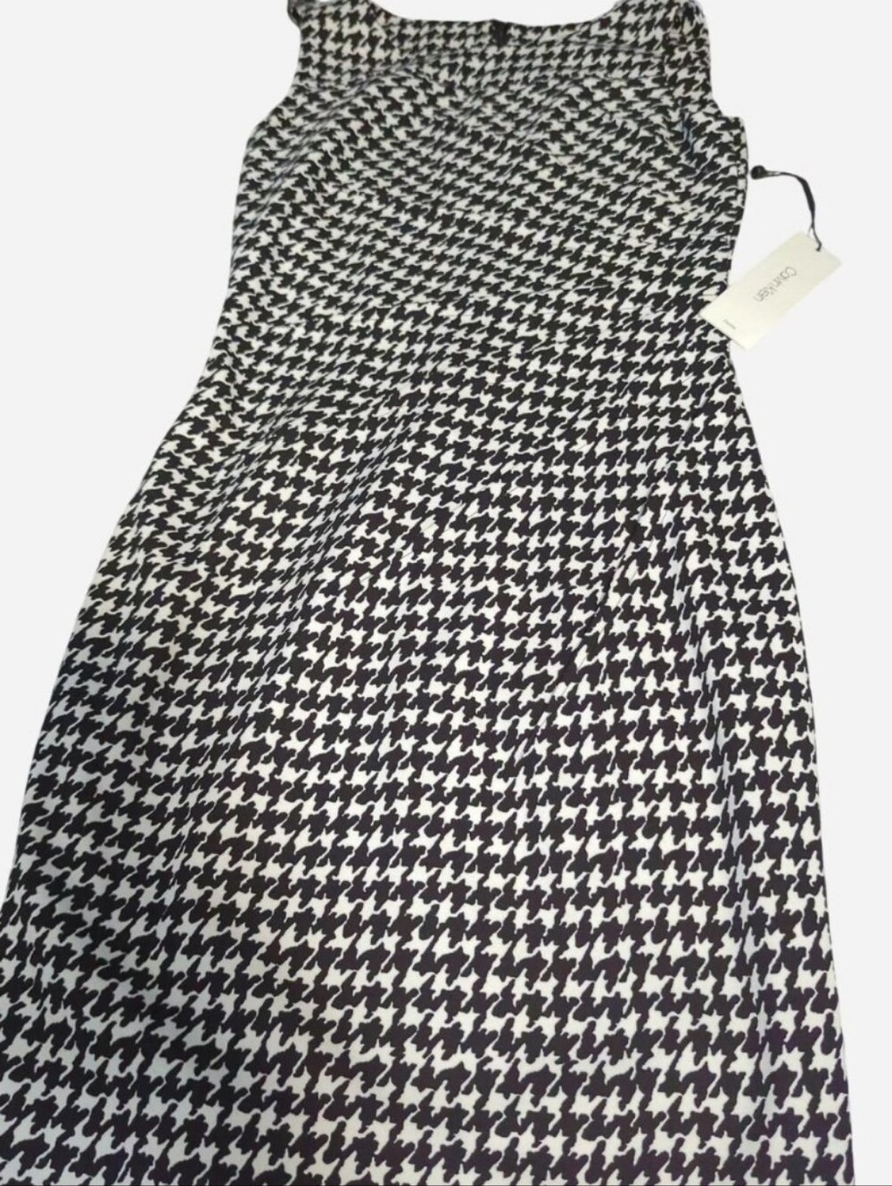 Calvin Klein Black & White Houndstooth Sleeveless Sheath Dress